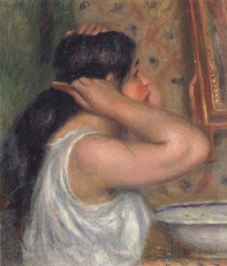 Pierre Renoir The Toilette Woman Combing Her Hair Norge oil painting art